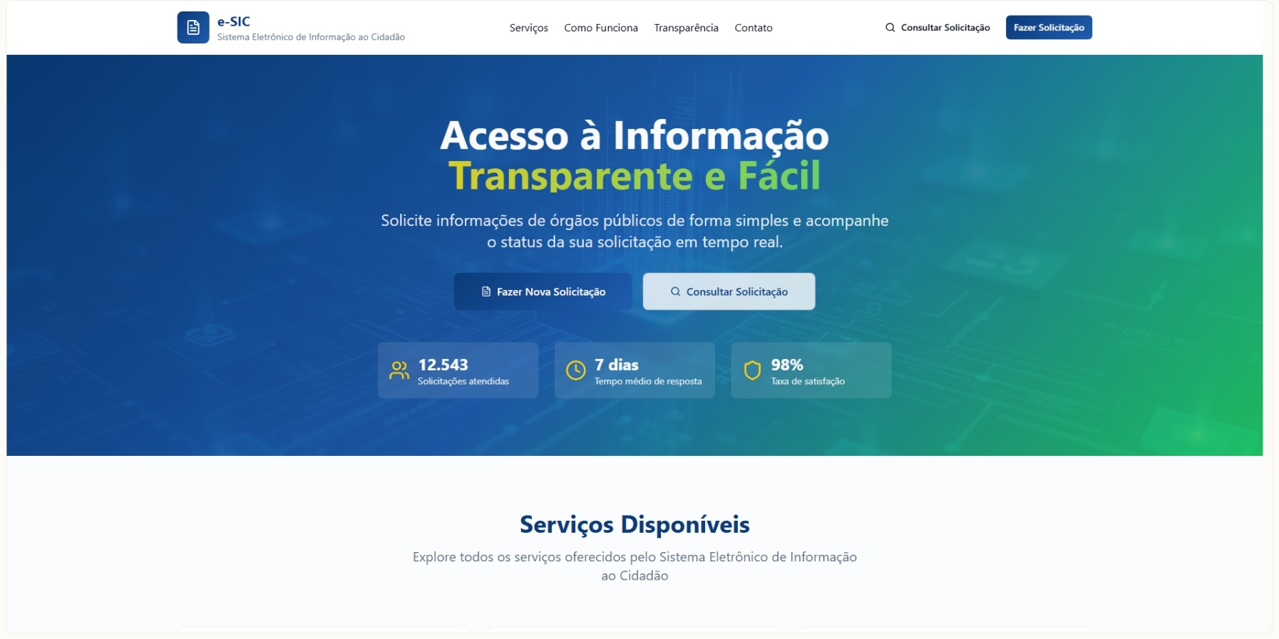 e-SIC - Sistema Eletrônico de Informação ao Cidadão