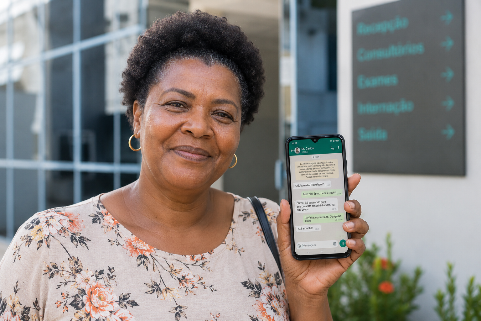 Cidadão agendando consulta pelo WhatsApp com agente de IA da Ótima